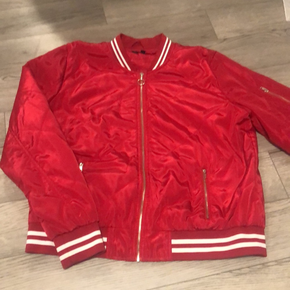Red bomber jacket
